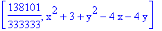 [138101/333333, x^2+3+y^2-4*x-4*y]